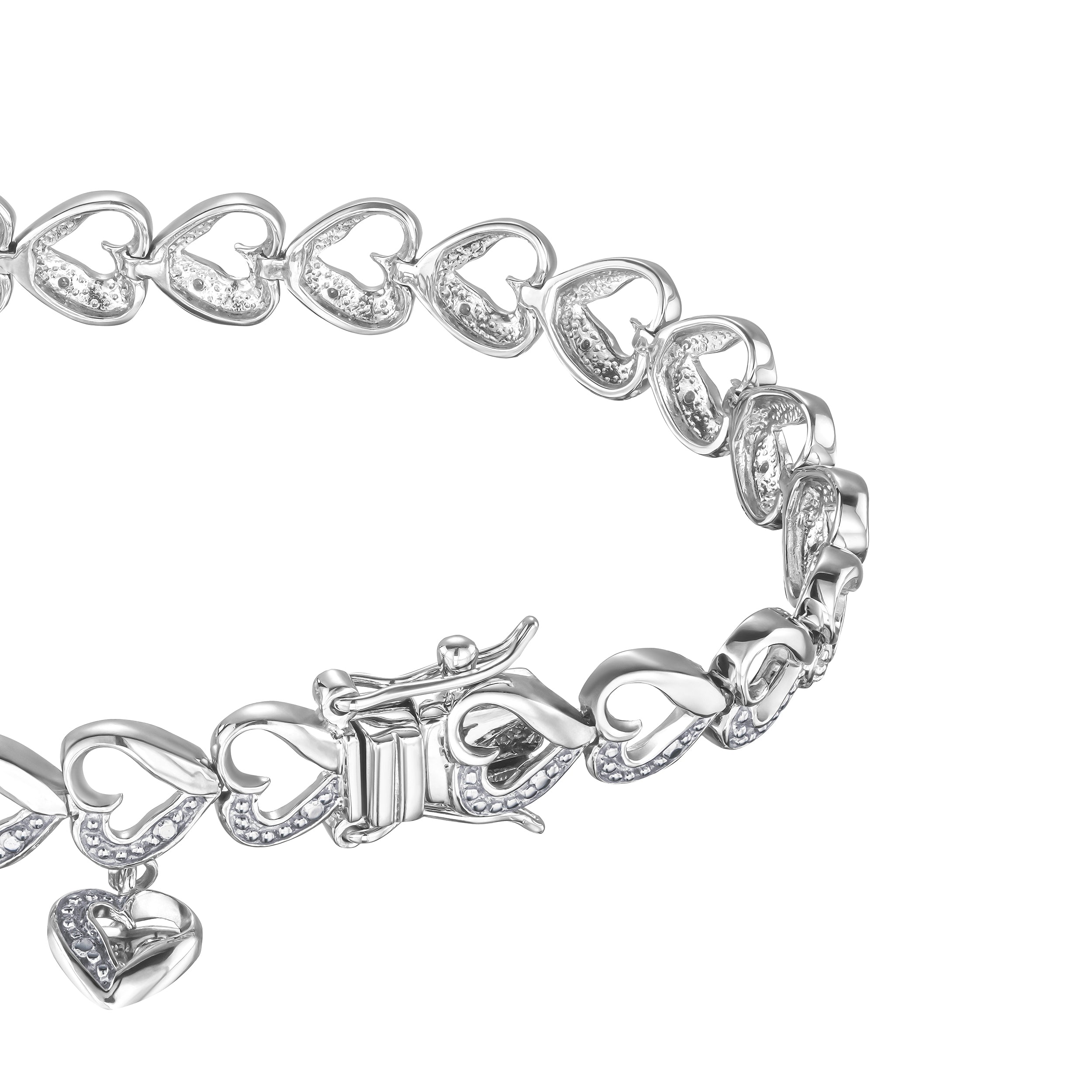 Diamond Heart Sterling Silver Bracelet
